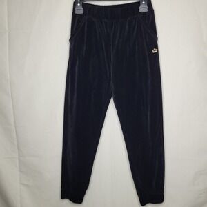 Juicy by Juicy Couture Girls Black Velour Joggers Gold Crown Logo